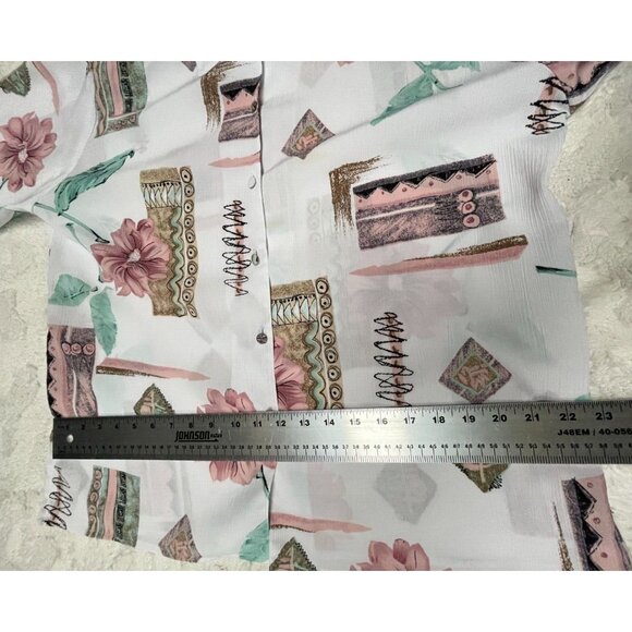 Vintage T. Marie Sissies Women Floral Print Shirt Blouse Top Size 14 Long Sleeve - Picture 8 of 9